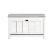 Scarpiera Con 1 Anta E 2 Ripiani Scarpiera Con Vano Portaoggetti Panca Ingresso Portascarpe Con Cuscino Bianco 80x29x50cm FSR161-W