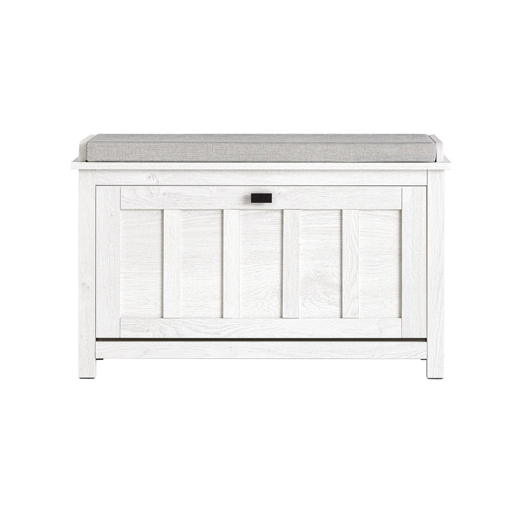 Scarpiera Con 1 Anta E 2 Ripiani Scarpiera Con Vano Portaoggetti Panca Ingresso Portascarpe Con Cuscino Bianco 80x29x50cm FSR161-W