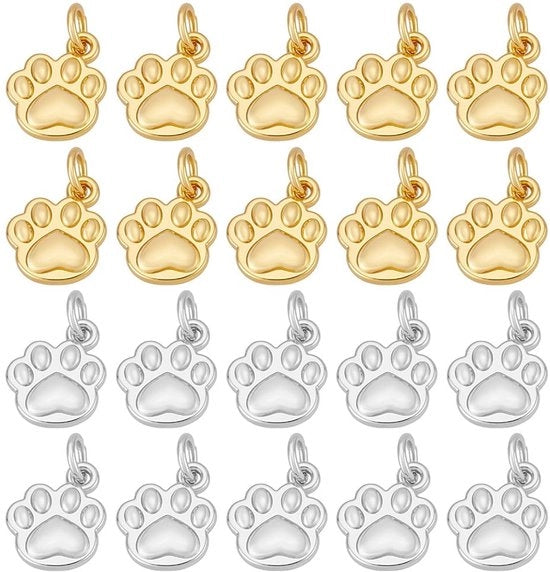20 Pezzi di Campanello in Ottone con Disegno di Zampe di Cane per Accessori