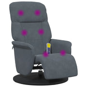 Poltrona | Sedia Relax Reclinante Massaggio Poggiapiedi Grigio Scuro Velluto