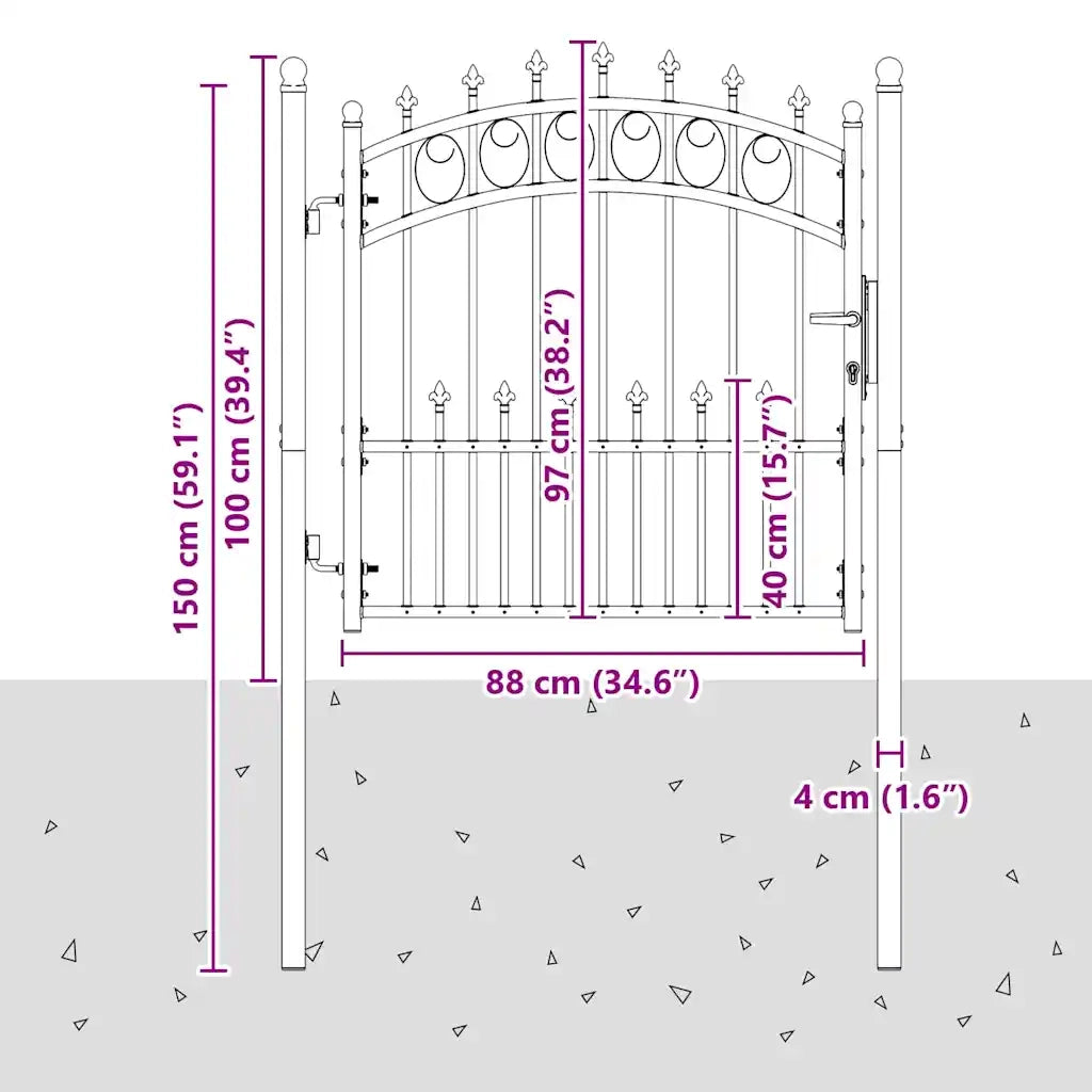 Cancello della recinzione con punte EMMEN 100 x 100 cm CFW9914134