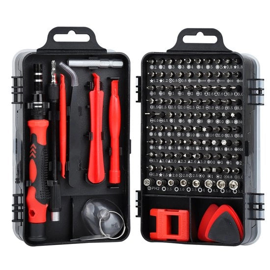 Set di chiavi multifunzionale 115 in 1 per il smontaggio e la riparazione di orologi e telefoni cellulari - Chiave a stella precisa per la riparazione di computer, telefoni cellulari, laptop, orologi, occhiali, ecc. - Rosso