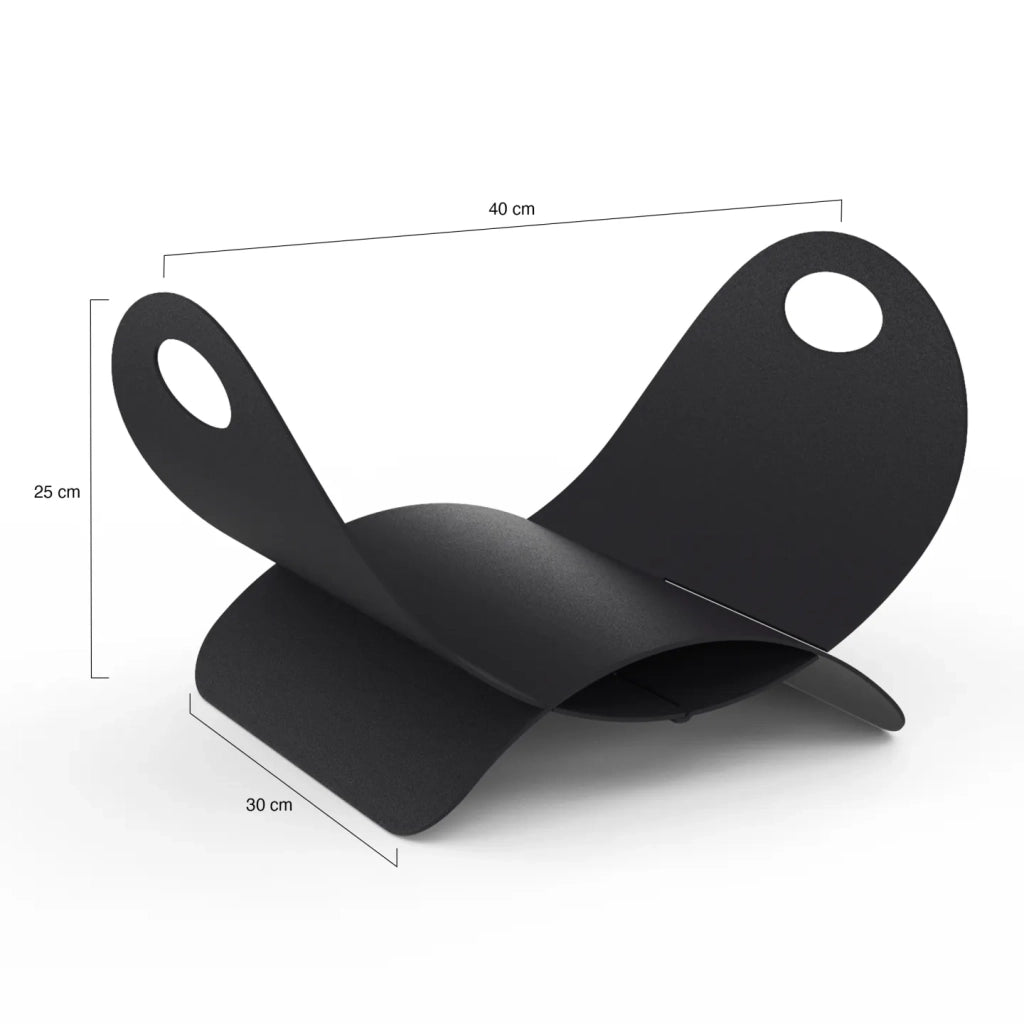 IDMarket - Cesta para troncos de media luna de acero negro