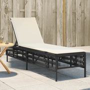 Lettino Prendisole con Cuscino Nero in Polyrattan 4002737