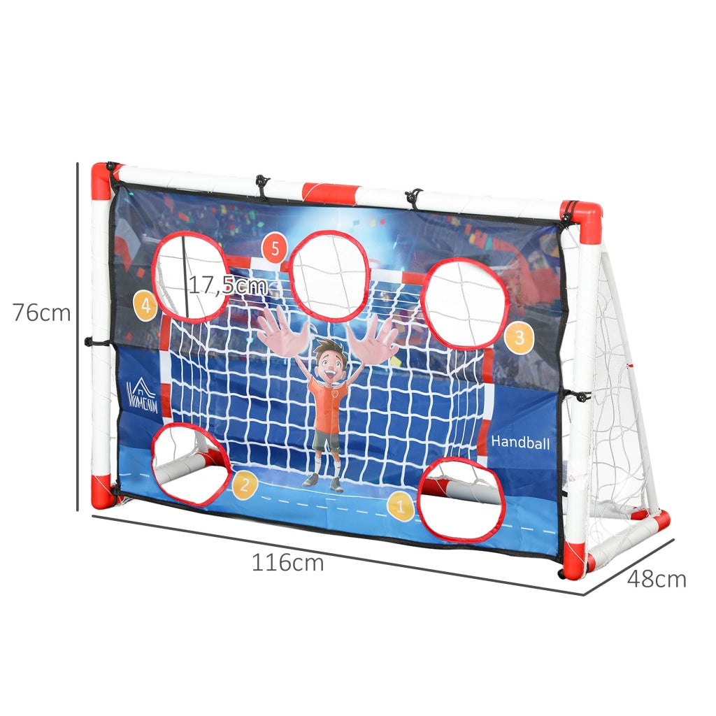 Porta da Handball per Bambini con 5 Zone Bersaglio e Pallone ¨C zephmum ¨C 116x48x76 cm Bianco
