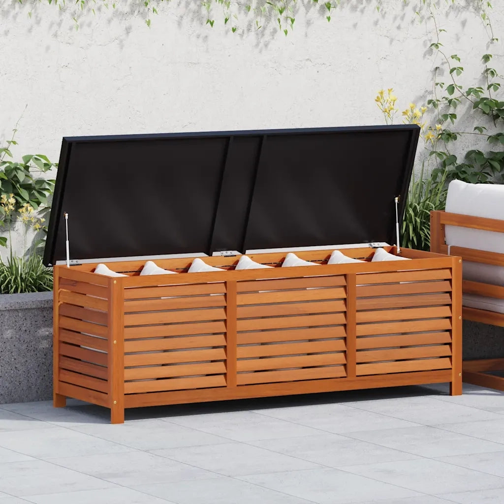 Cassapanca da Giardino-Baule-Panca con Contenitore 150x50x55 cm in Massello di Eucalipto