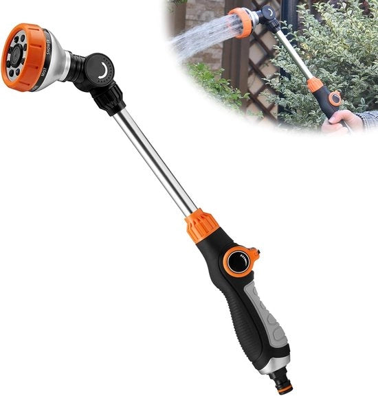 Giocattolo per irrigazione 47cm Lungo - 8 Figurine di controllo con pedale - Bocchetta di rete rimovibile - Aspiratore per piante per l'irrigazione - Nero/Verde - 1 Pezzo