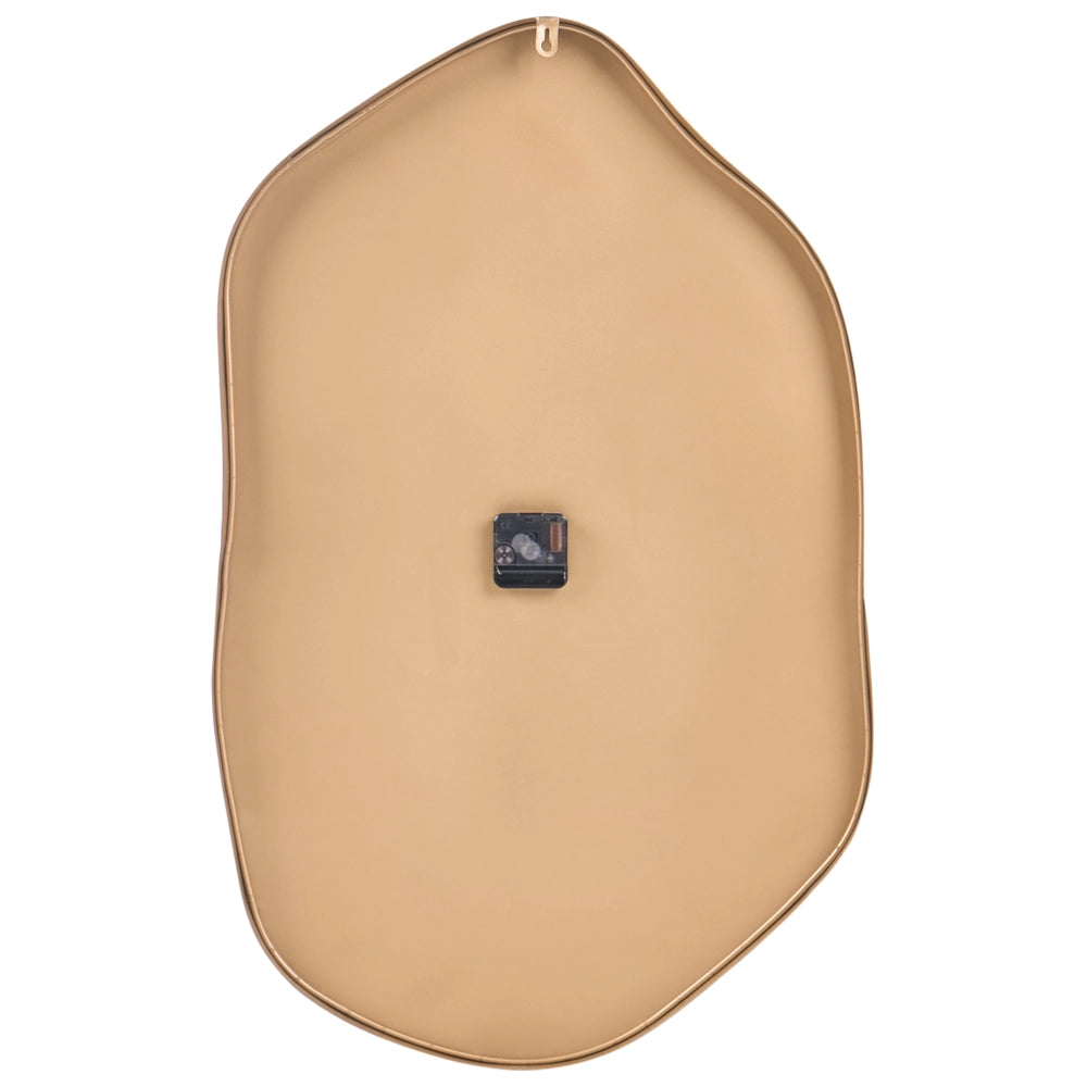 Orologio da parete in ottone finitura alluminio 78x50 cm forma irregolare lancette nere decorazioni