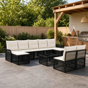 Set Divano da Giardino 10 pz Nero polyrattan 3434947