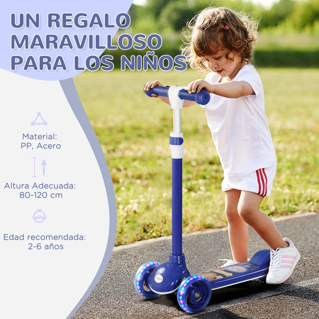 Patinete Bambini con Luci LED ¨C Zephmum ¨C Blu 52x29x63-76 cm