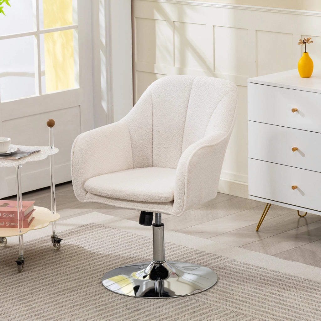 Poltrona girevole reclinabile con poggiapiedi ¨C zephmum ¨C 61x64x80-92 cm, colore bianco