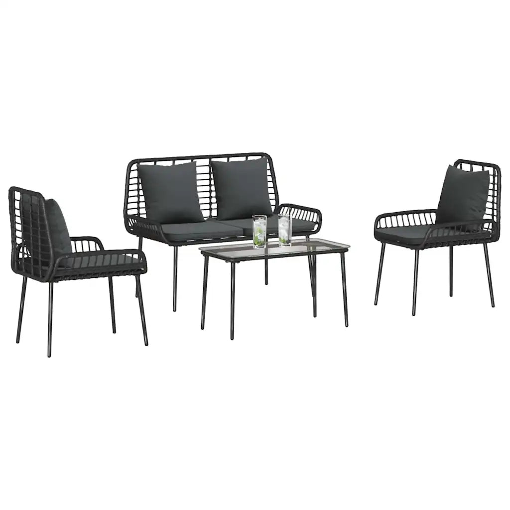 Set di Mobili da Giardino 4 pcs Nero e Crema polyrattan 3379042