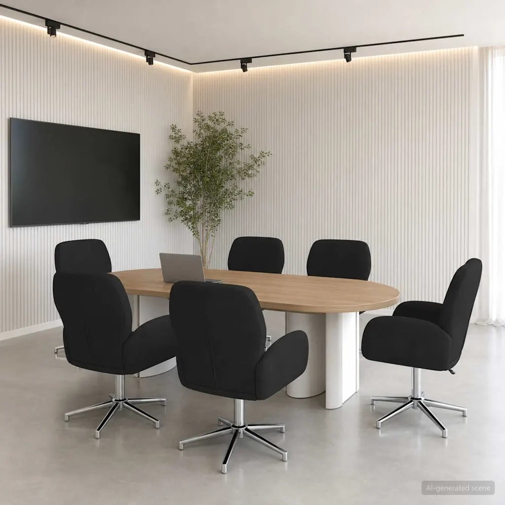 Sedie da scrivania girevoli 6 pz 54 x 58 x 90 cm Nero Tessuto 3428313