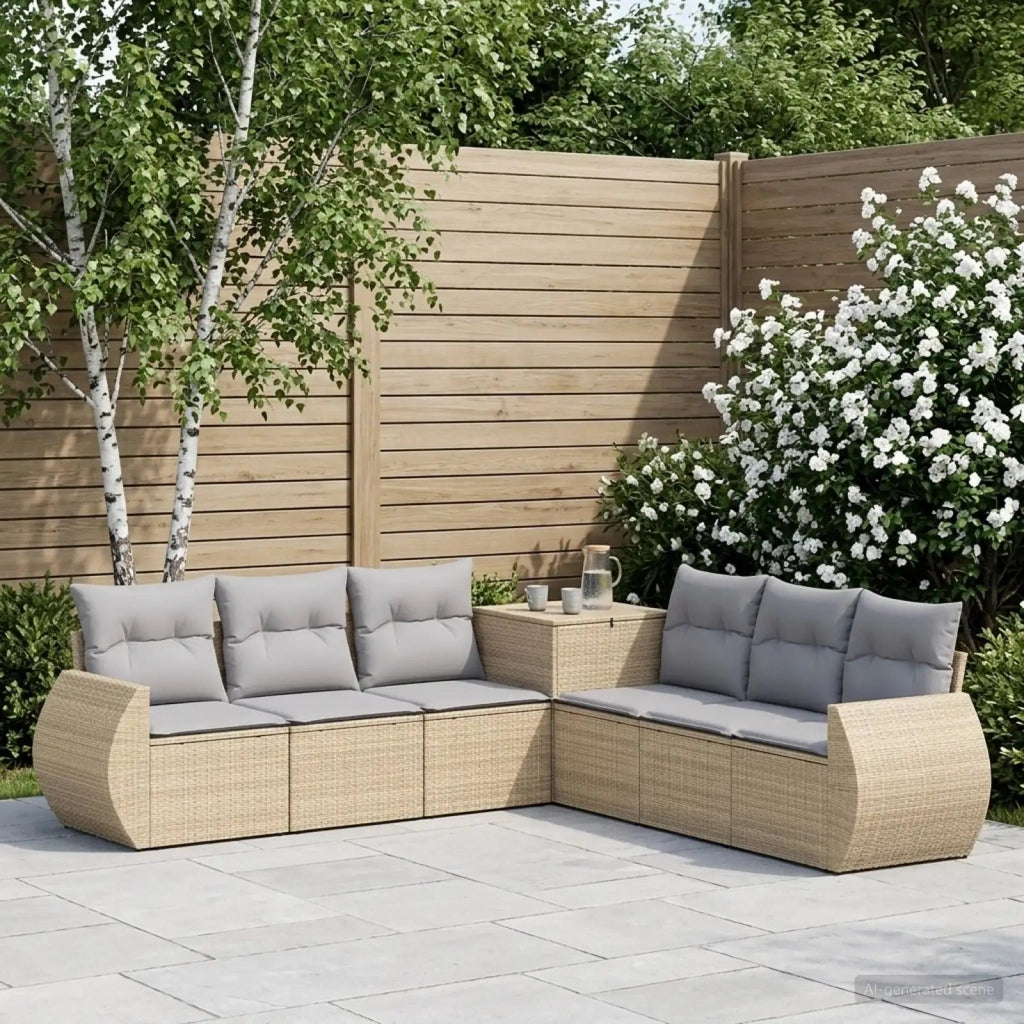 Set di divani 7 pz Beige e Grigio Chiaro 3448829