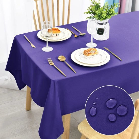 Tavolo con tovaglia blu, impermeabile, lavabile, resistente alle macchie, tovaglia per tavolo da 110x140cm
