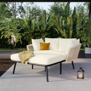 Divano da giardino con 2 cuscini e 2 cuscini serama solare esterna mobili da giardino set di mobili da balcone mobili da soggiorno mobili da terrazza cuscini rimovibili e lavabili beige