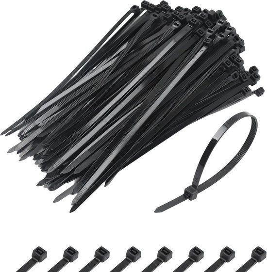 Cavi elettrici UV-resistenti, 1000 pezzi, 200 x 48 mm, cavi elettrici robusti in plastica nera per uso all'aperto, cavi elettrici resistenti per uso esterno.