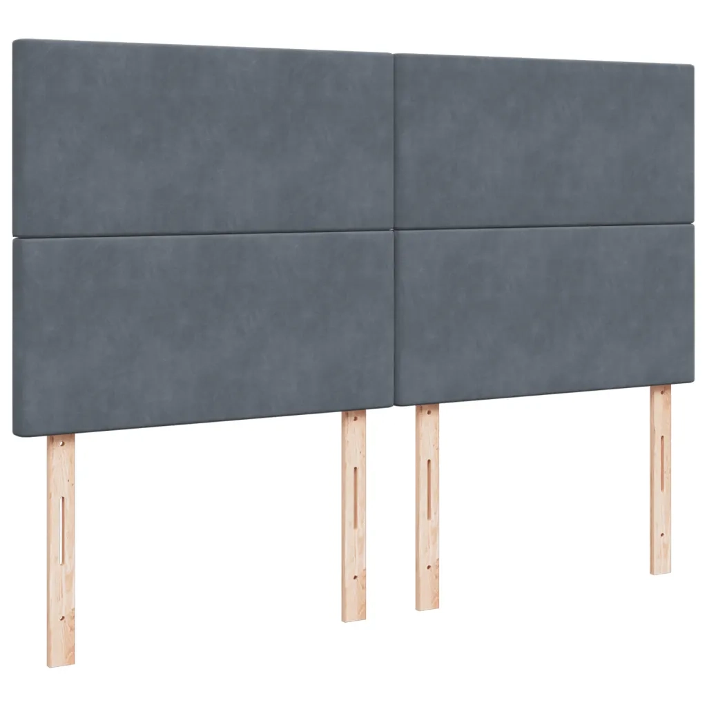 Giroletto a Molle con Materasso Grigio Scuro 200x200 cm Velluto