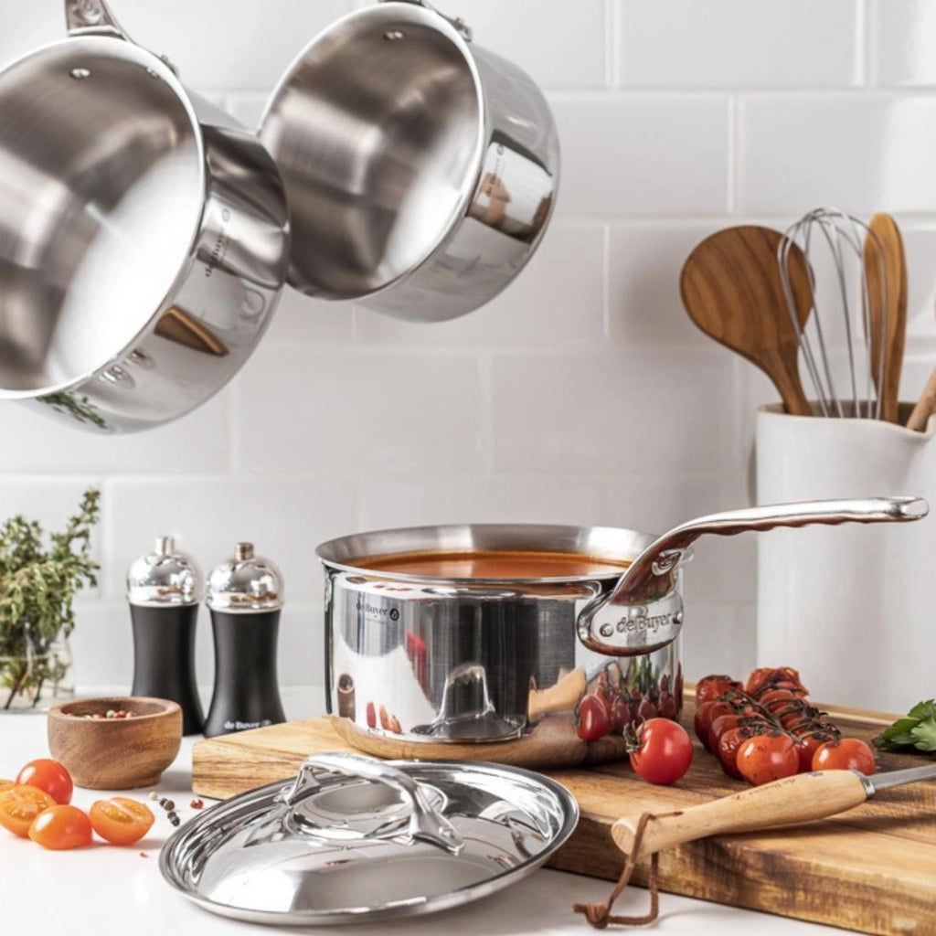 DE BUYER 3746.18 Affinity Casseruola in Acciaio Inox 5 Strati con Coperchio 18 cm Capacita' 2,4 L Induzione e Forno colore Acciaio inossidabile