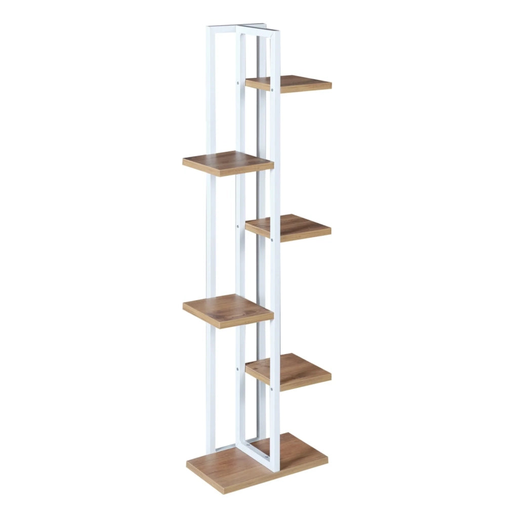 Portavasi a 5 ripiani 120 x 34 x 21 cm effetto noce/bianco 03_0007697