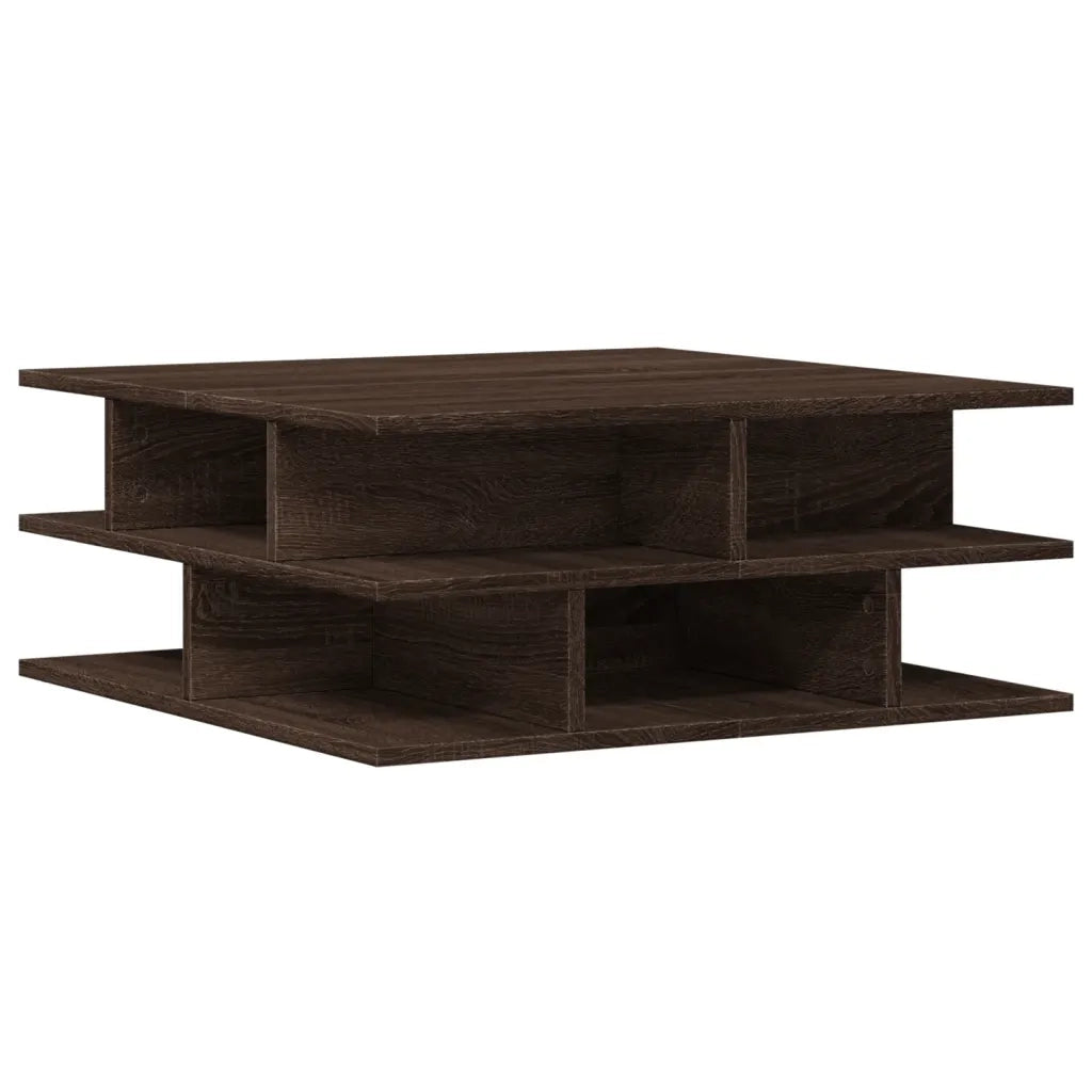 Tavolino da Salotto-Tavolino da soggiorno-Tavolo Rovere Marrone 70x70x29cm Legno Multistrato
