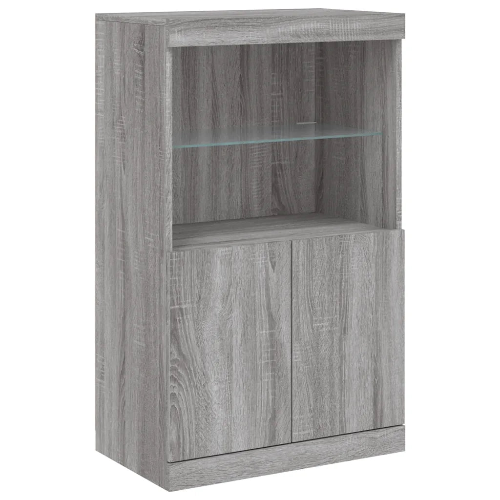 Credenza | Madia | Buffet da pranzo | Armadio da pranzo con Luci LED Grigio Sonoma 181,5x37x100 cm