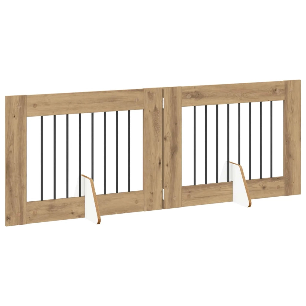 Cancello per cani pieghevole con supporti 2 pz 160,5 cm 892132