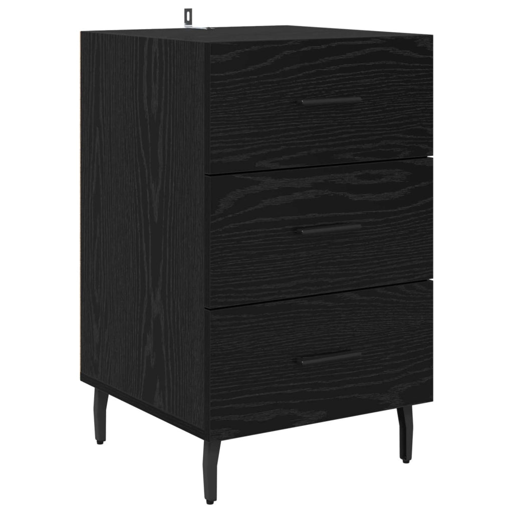Comodino | Armadio da Notte | Mobiletto da notte Rovere Nero 40 x 40 x 66 cm Legno multistrato