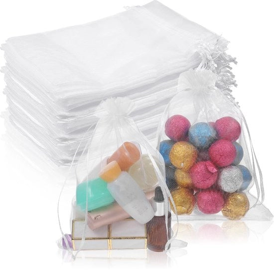 Sacchetti di organza da 50 pezzi - 15 x 20 cm - Sacchetti di regalo con cordino - Sacchetti per decorazioni - Sacchetti riciclabili - Materiale di alta qualità