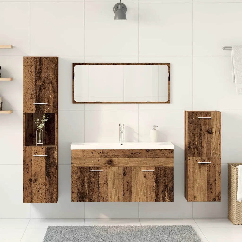 Set Mobili da Bagno 5 pz Legno Antico in Legno Multistrato 3328913