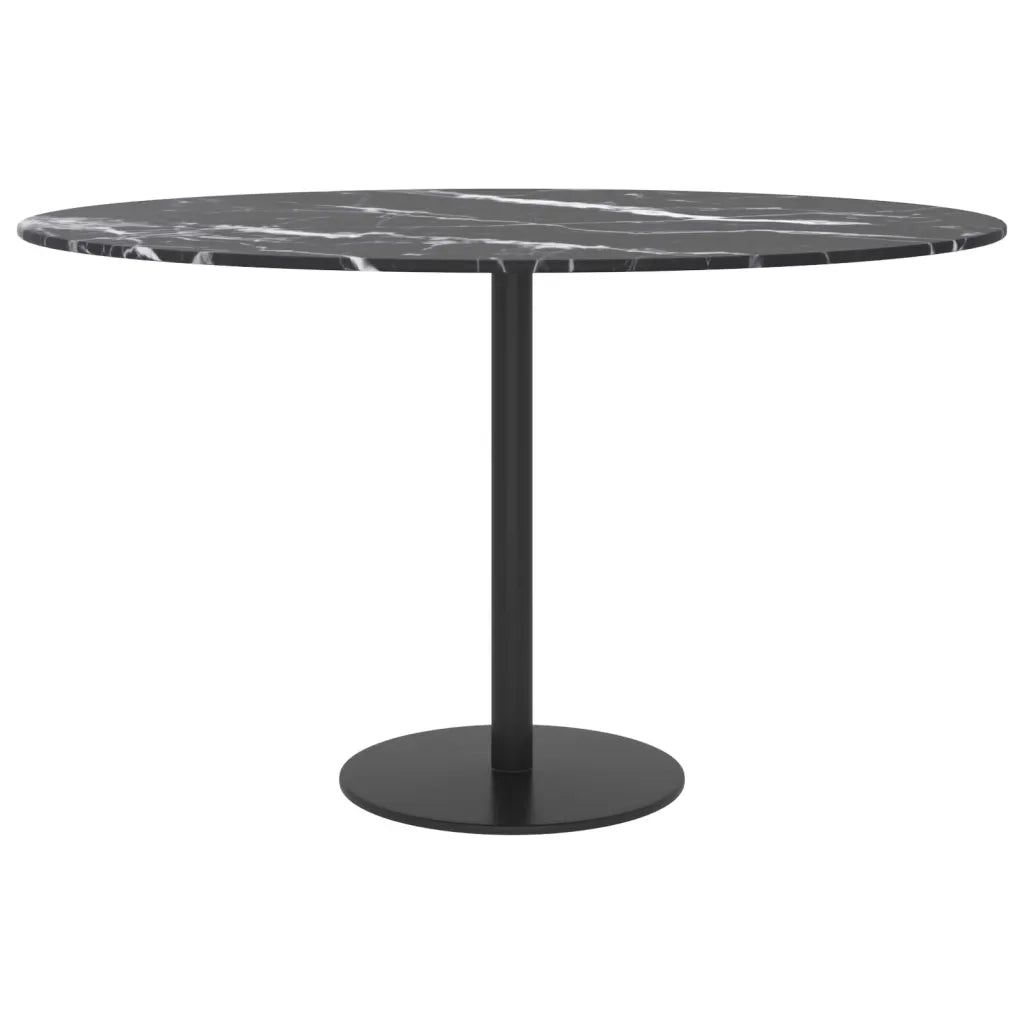 Piano per Tavolo Nero Ø30x0,8 cm Vetro Temperato Design Marmo 322265