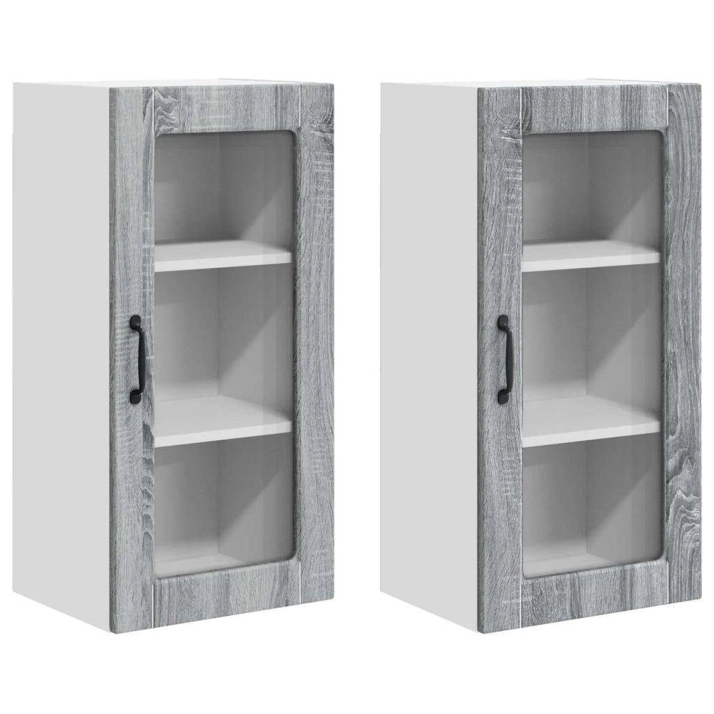 Mobile in vetro da parete LUCCA 2 pcs Grigio Sonoma