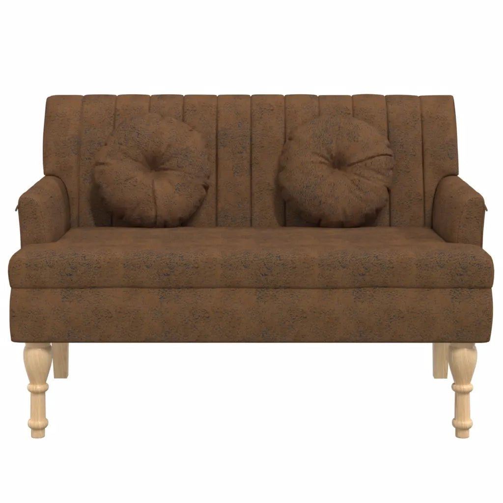 Panca con Cuscini Marrone 113x64,5x75,5 cm in Scamosciato 372139