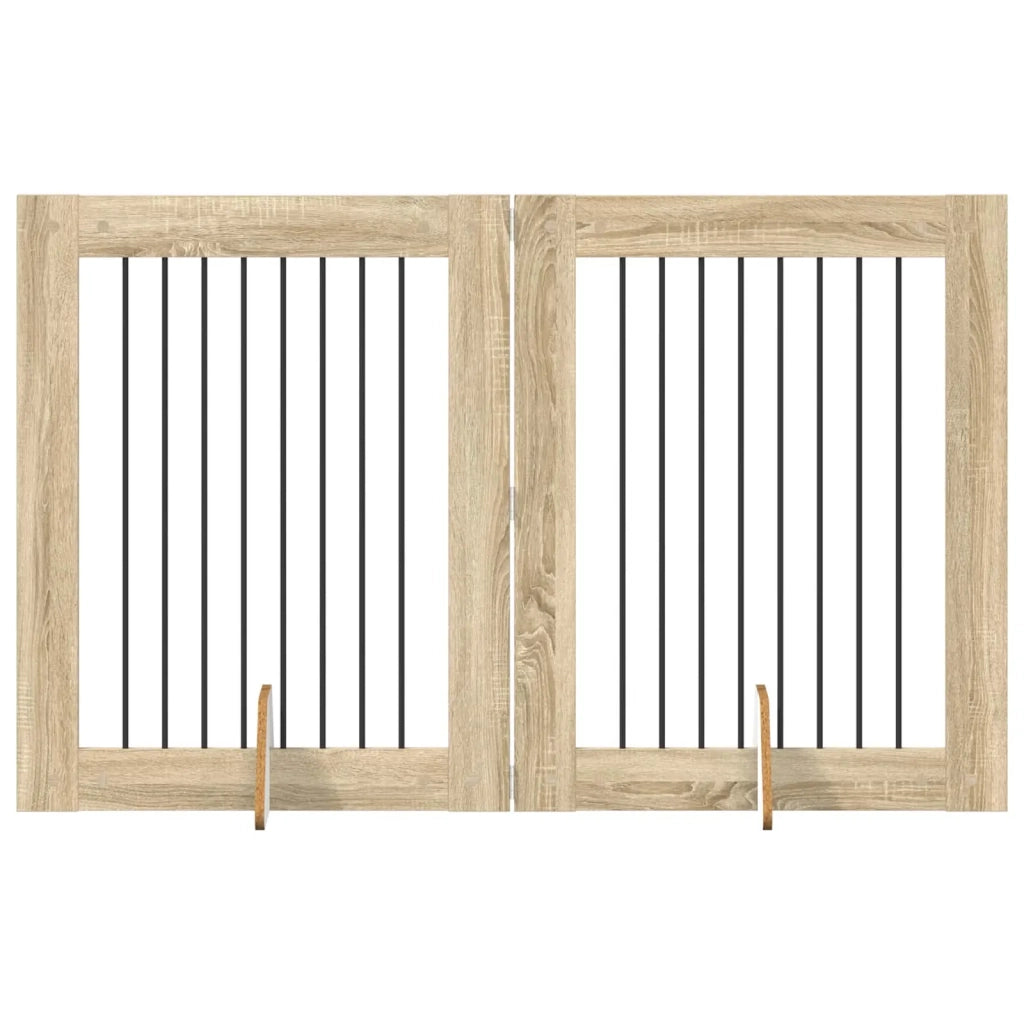 Cancello per cani con supporti 2 pcs Rovere Sonoma 80 x 100 cm 892038