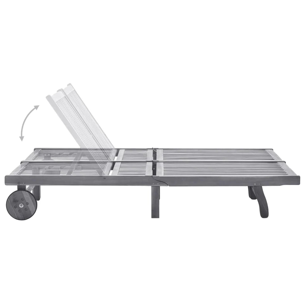 Lettino prendisole sedia a sdraio lettino prendisole letto da giardino mobili da esterno per patio 2 posti con cuscino grigio acacia 02_0012230
