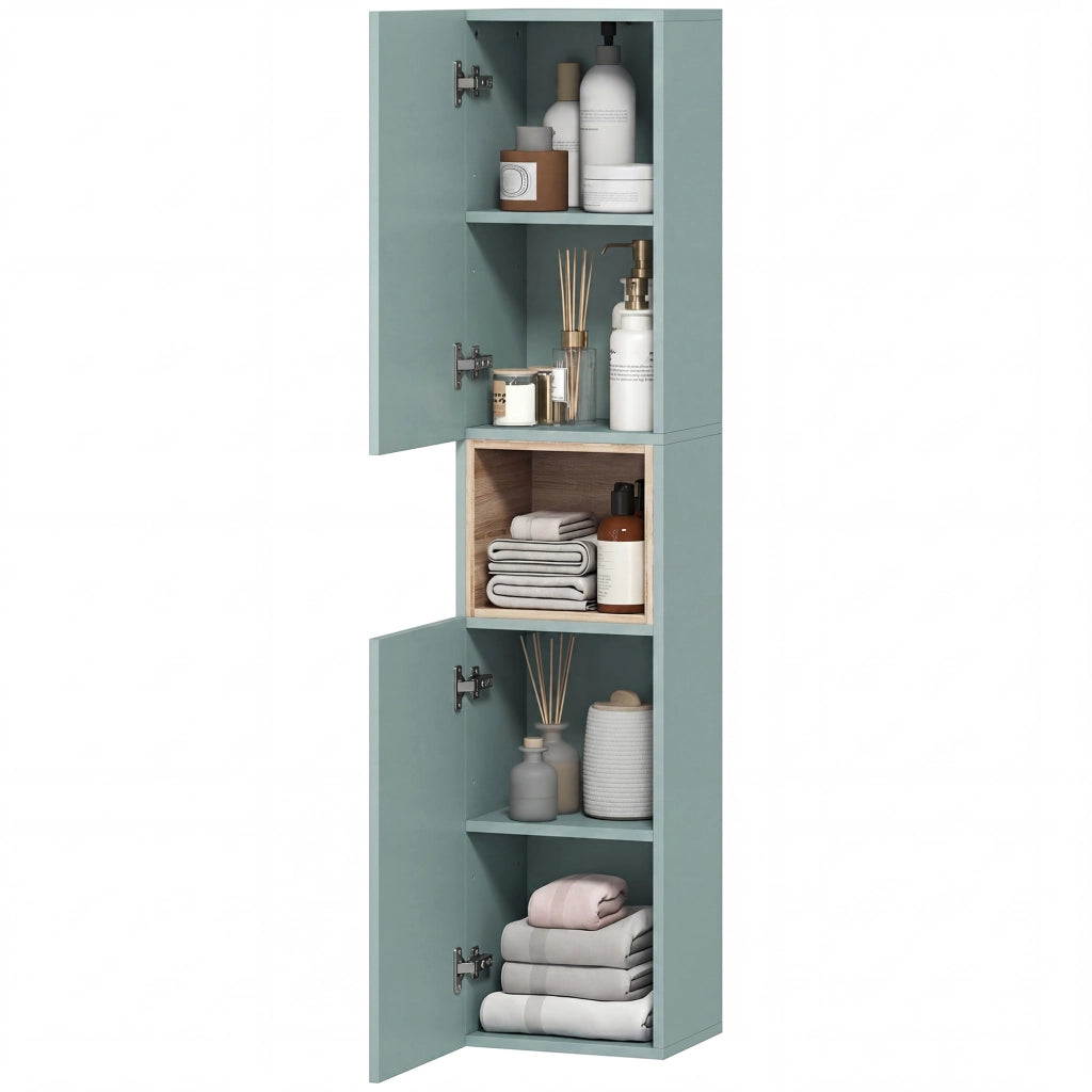 Mobile colonna bagno con ante ¨C zephmum ¨C verde 30x24x140cm