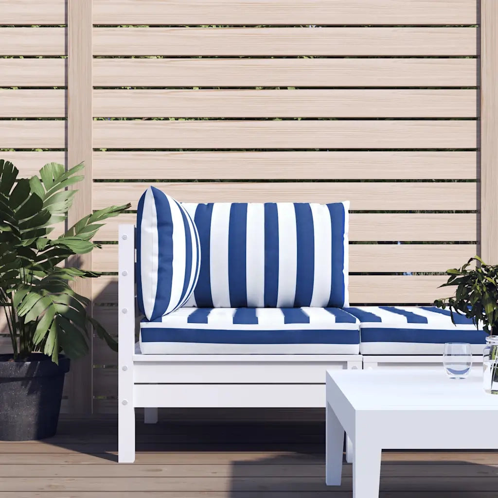 Cuscini per Pallet 3 pz | Cuscini per sedie Strisce Blu e Bianche Tessuto Oxford