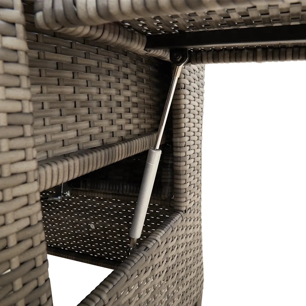vidaXL Sedia Reclinabile da Giardino con Tavolino Grigio Polyrattan