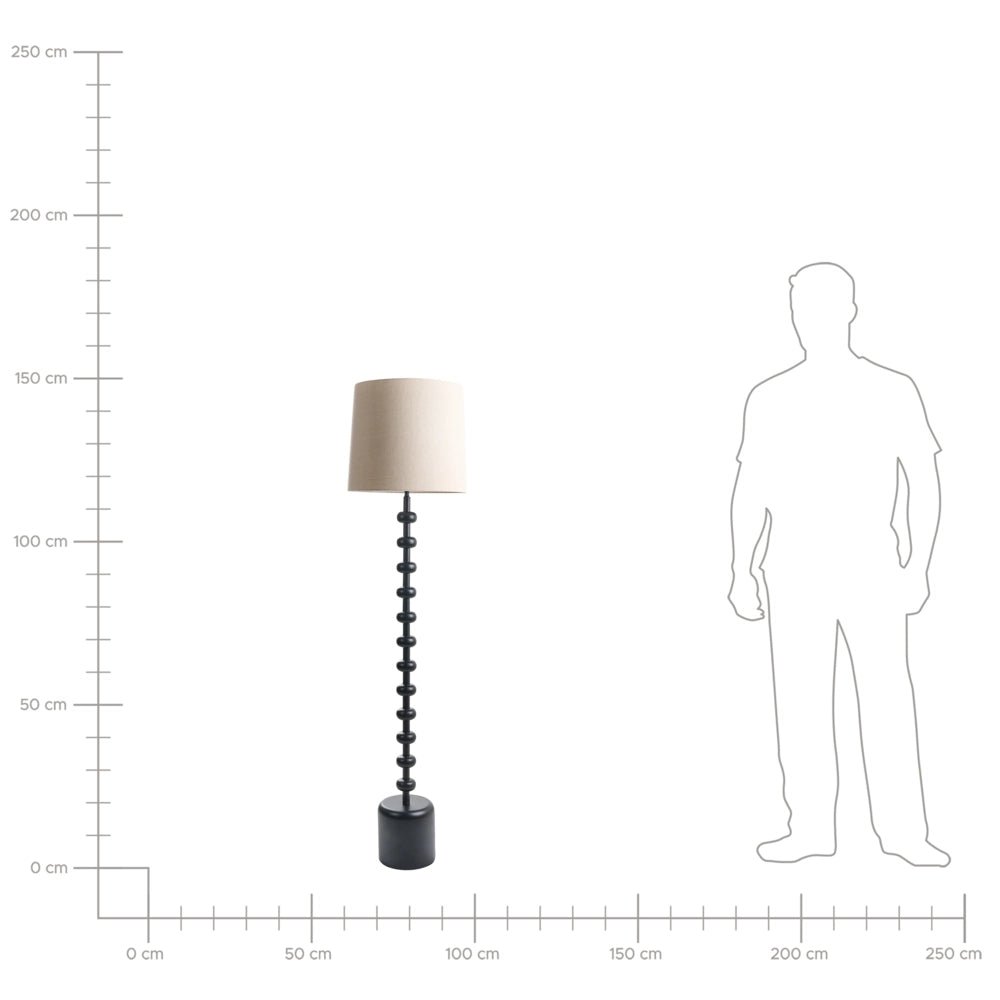 Lampada da terra Supporto in metallo nero Paralume in tessuto Design con perline Stile classico