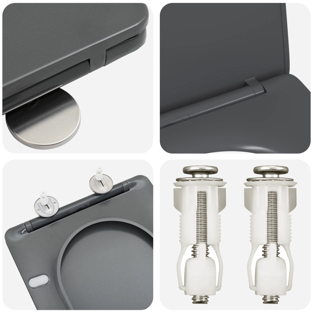 Sedile del WC con Chiusura Morbida in Duroplast Antracite di