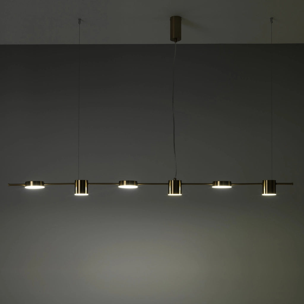 Lampadario in allumino ottone anticato cm. L.160 P.10 H.130