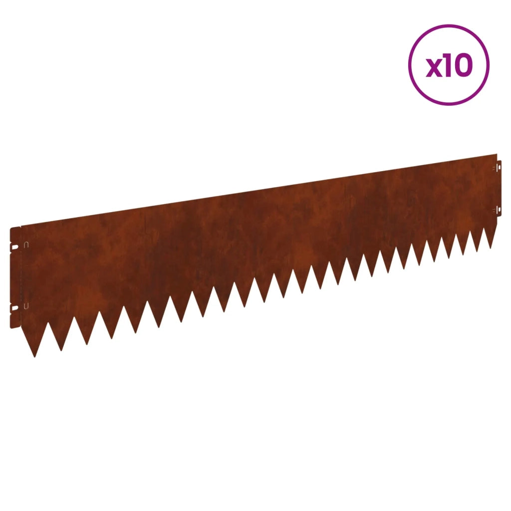 Bordura per Prato 10 pcs 103 x 20 cm Acciaio Ruggine 8008487