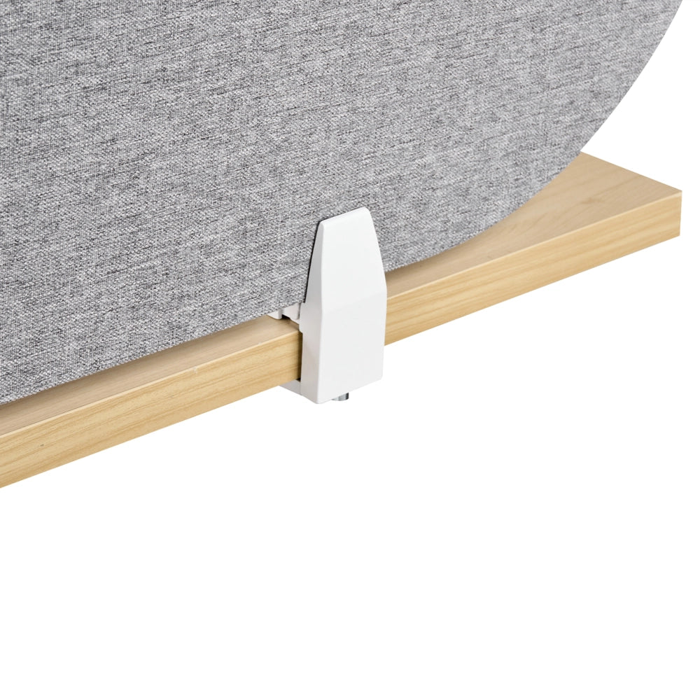 Pannello divisorio grigio chiaro in tessuto PET Board 180 x 40 cm Schermo acustico Morsetti di montaggio modulari Casa Ufficio