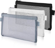 Pacchetto da 3 trasparenti contenitori con gasa in nylon, chiusura a cerniera, contenitore per penne, contenitore trasparente per penne per esami, contenitore portatile per articoli da ufficio e contenitore per cosmetici portatile per scuola.