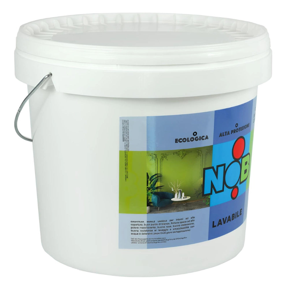 Idropittura lavabile ecologica murale acrilica interni colore bianco nob *** formato 5 kg, confezione 1