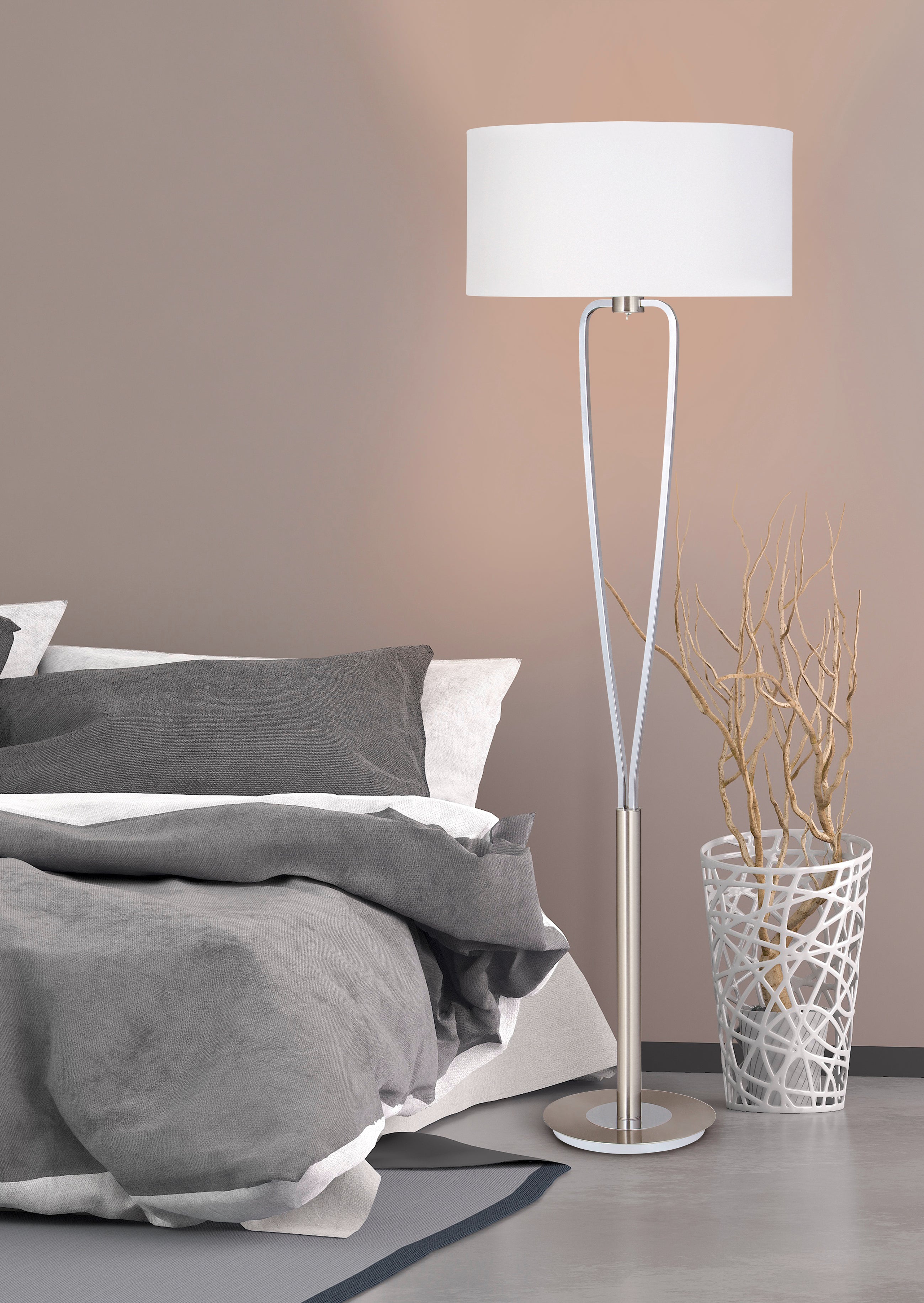 Piantana da Interno  E27 in Metallo Nickel Opaco