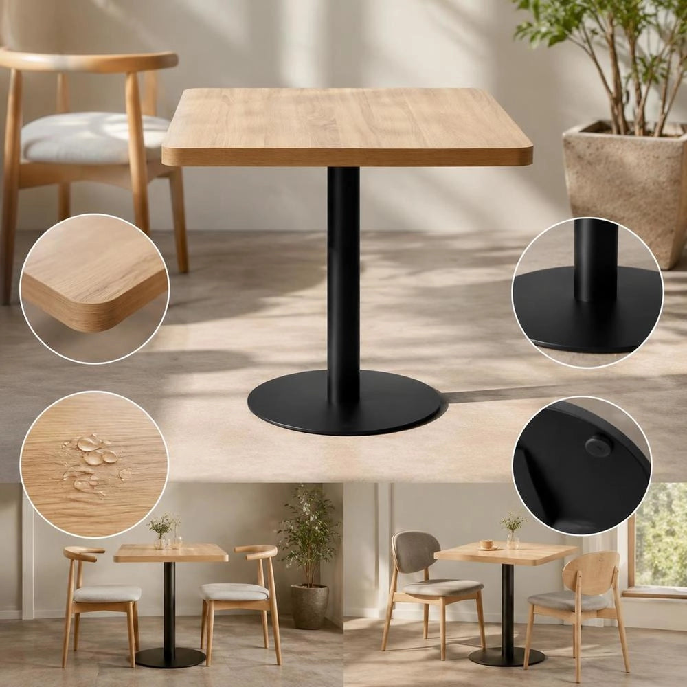 Bistro Table, Light Brown, 80x80 Cm, MDF