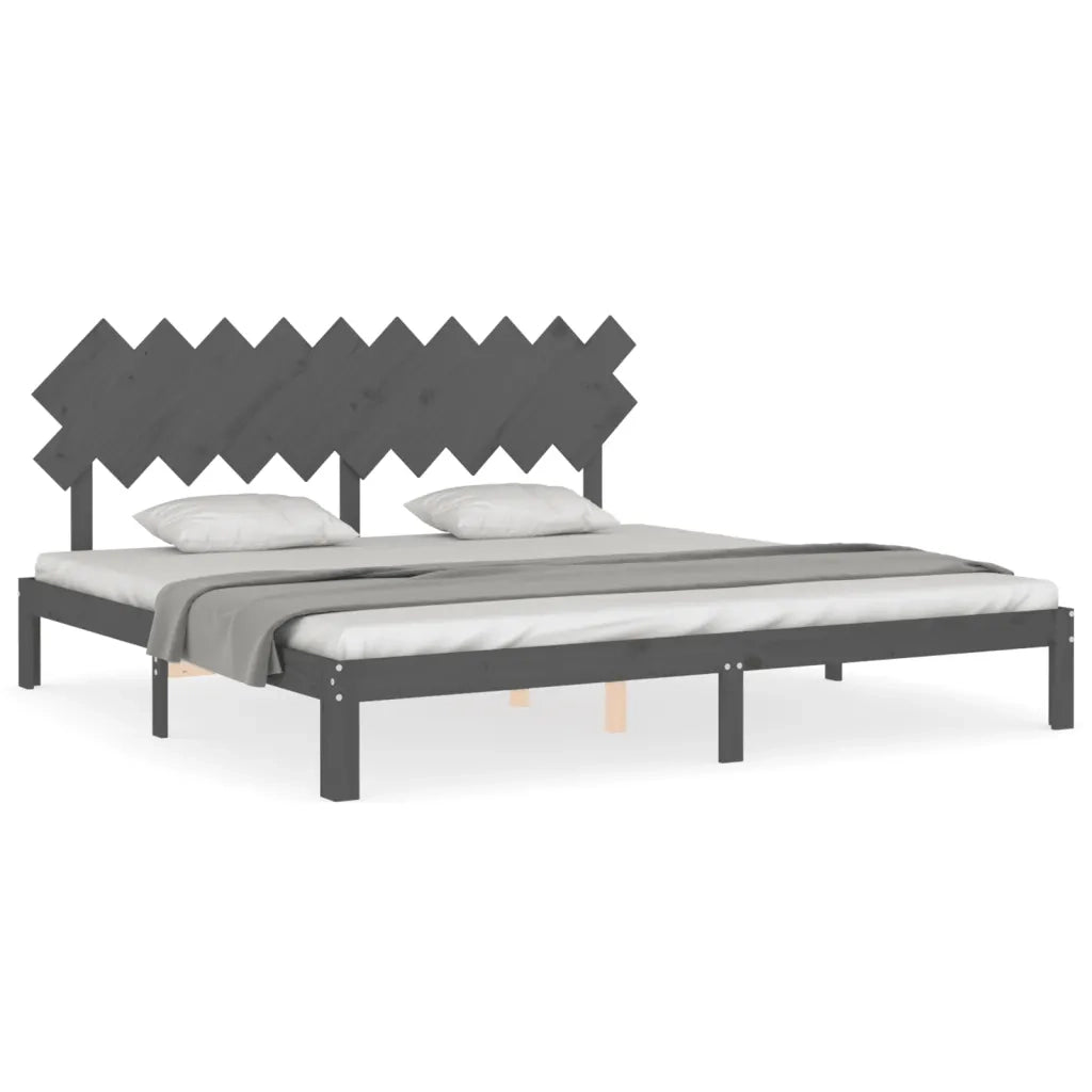 Giroletto con Testiera Grigio 200x200 cm in Legno Massellocod mxl 117529