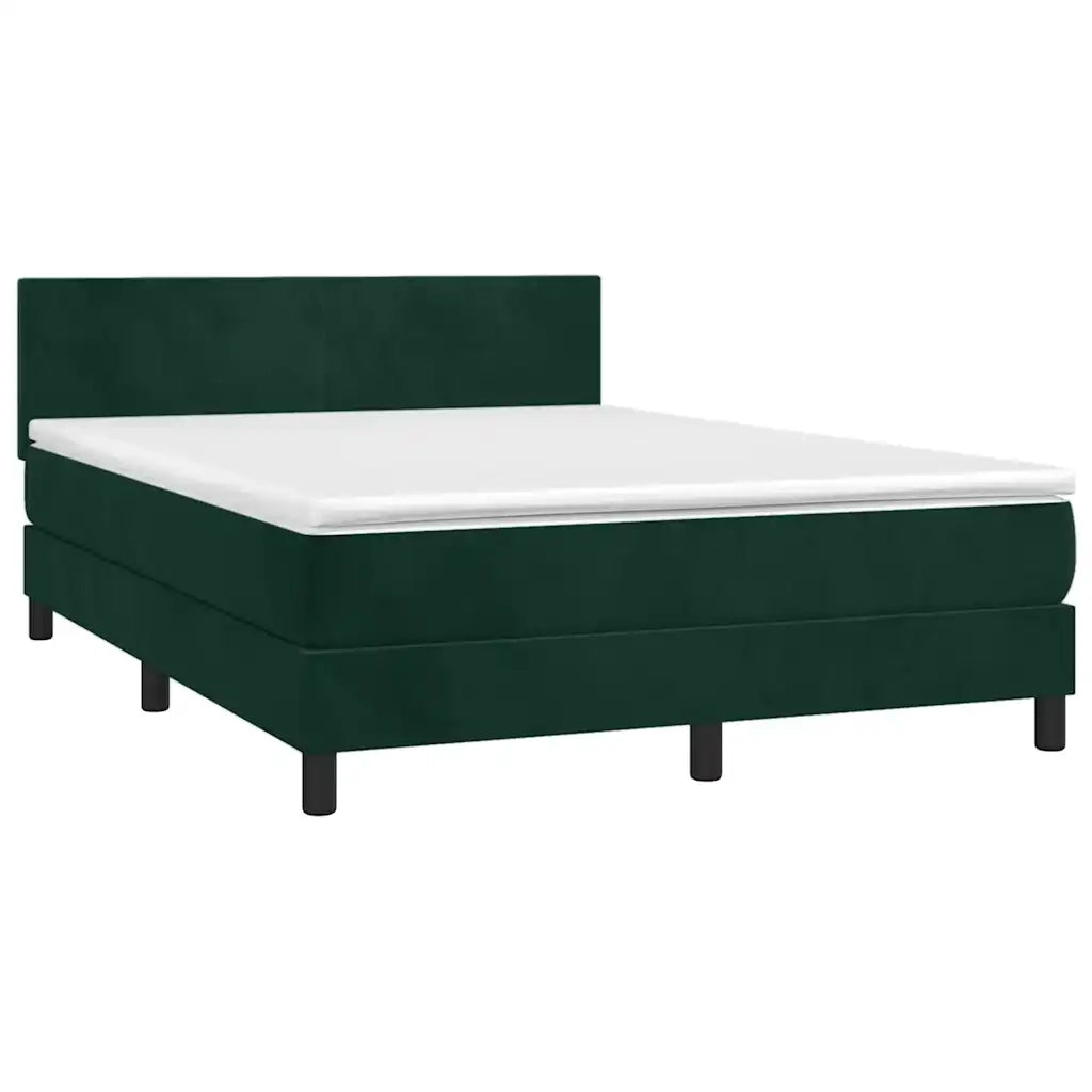 Giroletto a Molle con Materasso Verde Scuro 140x200 cm Velluto cod mxl 35400