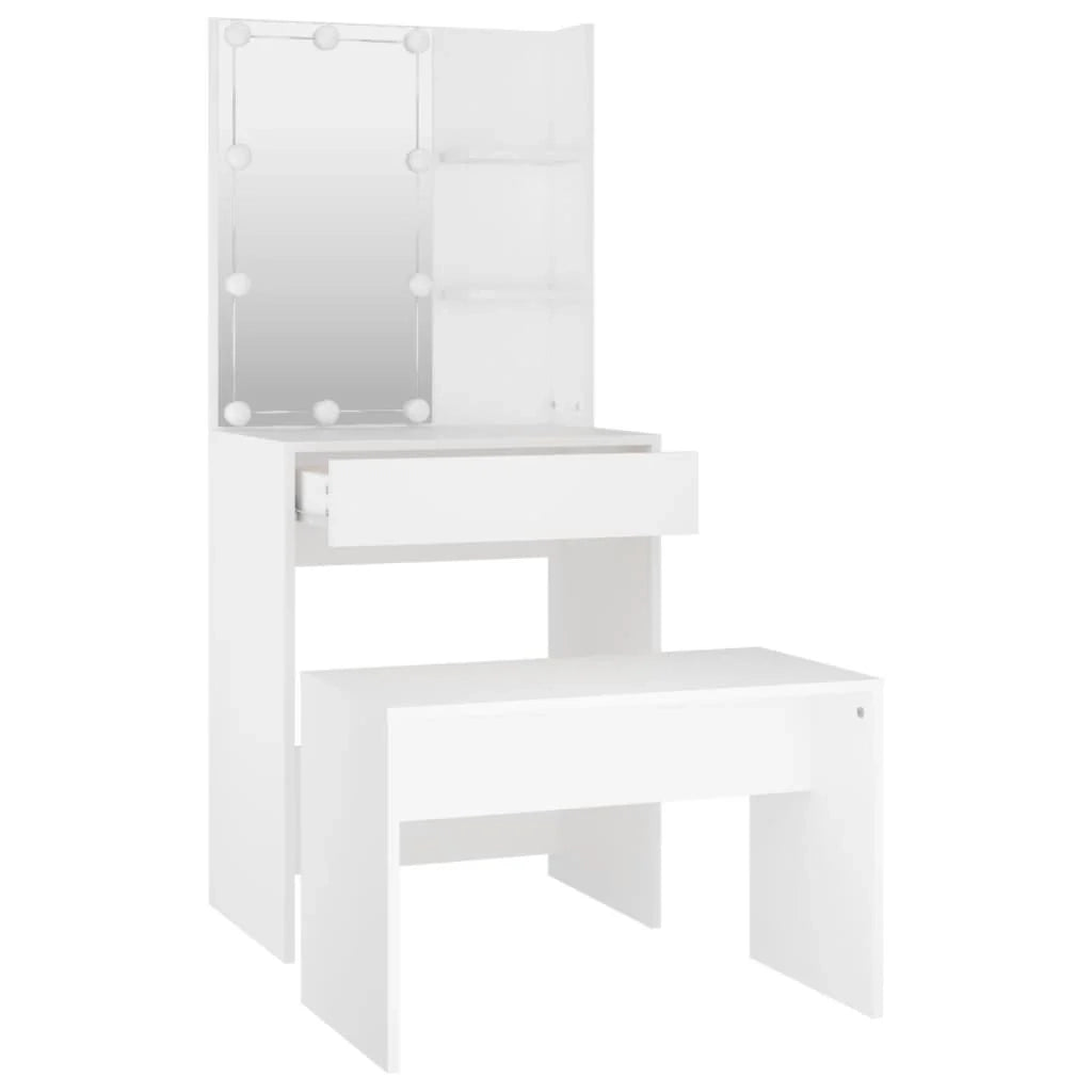 Set da toeletta con sgabello LED 60 x 40 x 140 cm legno ingegnerizzato bianco 02_0006250